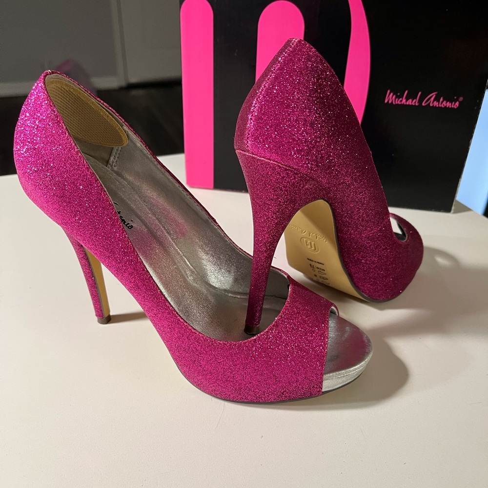 Pink Sparkle Open-toe Heel